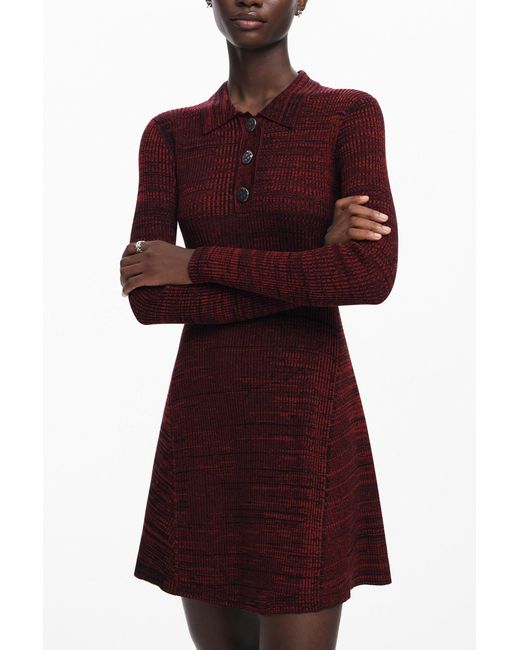 Desigual Purple Polo Neck Short Dress