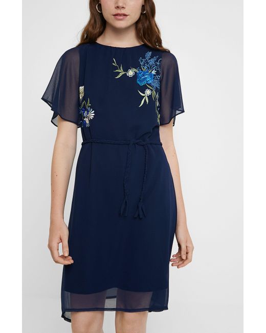 Desigual Blue Ausgestelltes, Blumiges Kleid