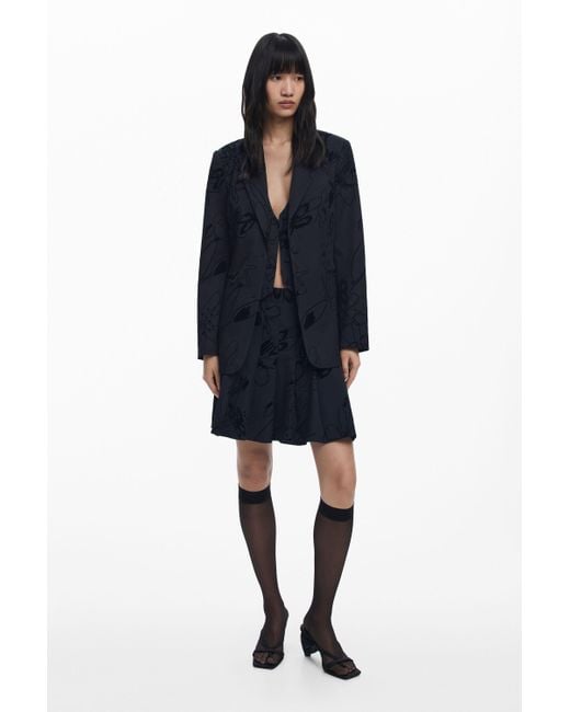 Desigual Blue Sakko Mit Samtdetails, Damen, Schwarz