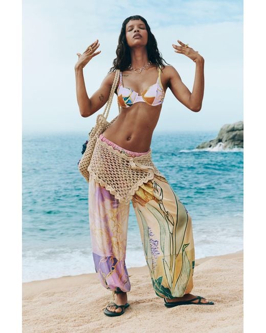 Desigual White Printed Triangle Bikini Top