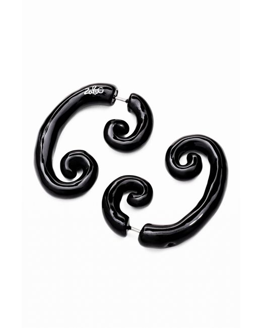 Desigual Black Gala Meyer Hoop Earrings