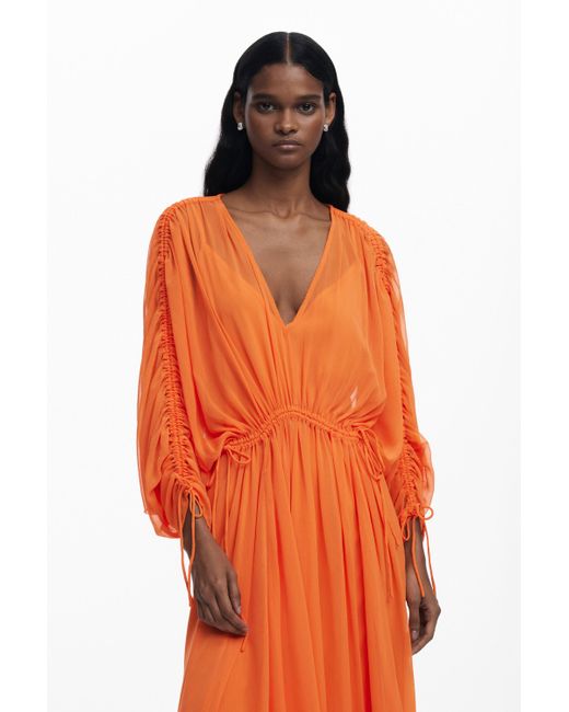 Desigual Orange Langes, Luftiges Kleid