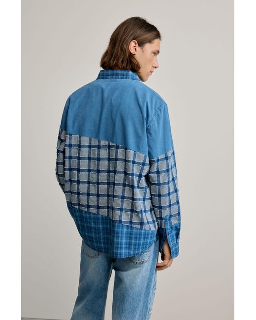 Camicia Patch A Quadri, Uomo, Cotone, Blu di Desigual in Blue da Uomo