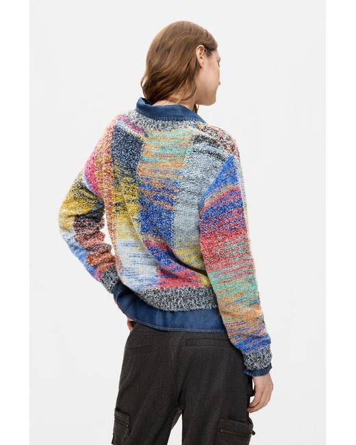 Desigual Blue Chunky Knit Cropped Sweater