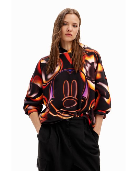 Desigual Red Oversize Mickey Mouse Hoodie