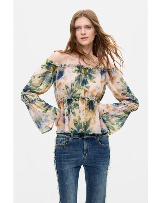 Desigual Red Printed Long-Sleeve Blouse, Polyester