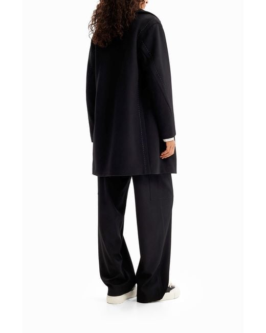 Desigual Black Stitching Wool Coat