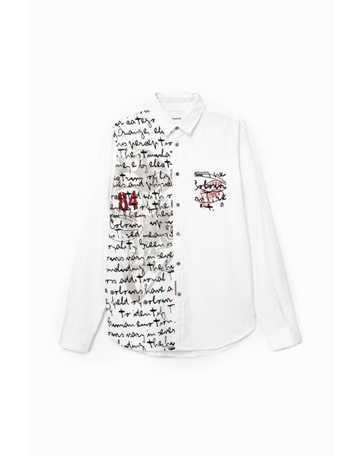 Desigual White 100% Cotton Shirt Lettering for men