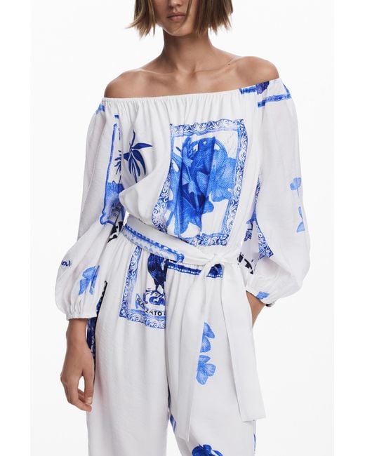 Desigual Tamesis White & Blue Jumpsuit 25swpw06
