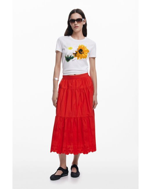 Desigual Blurred Flowers T-Shirt, Cotton