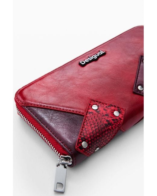 Desigual Red Large Snake Wallet, Polyurethane