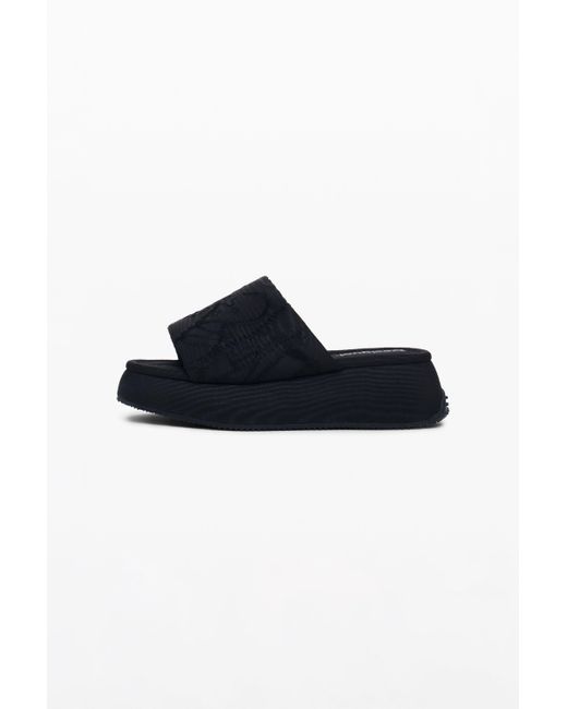 Desigual Black Platform Slide Sandals, Polyester