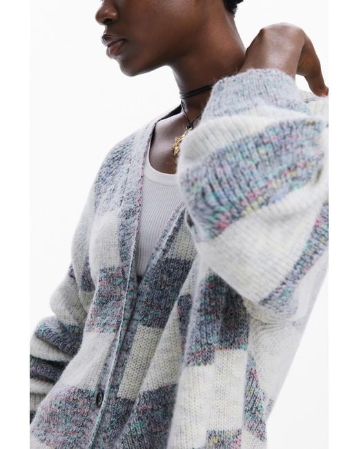 Desigual Blue Combined Knit Cardigan