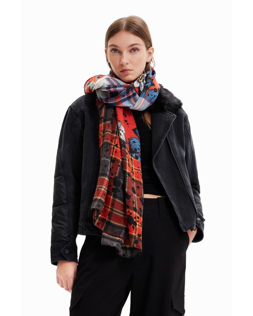 Desigual Red Rechteckiges Halstuch Patch