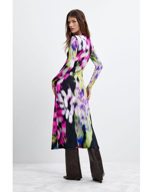 Desigual White Long Printed Dress M. C. Lacroix, Viscose