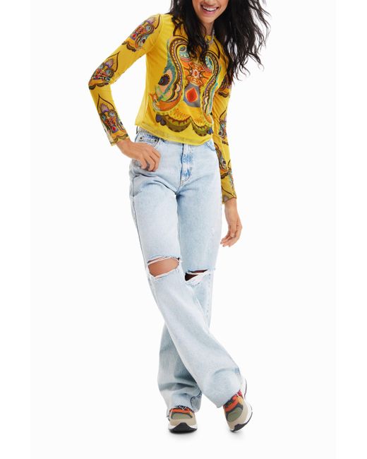 Camiseta Tul Tapestry M. Christian Lacroix Desigual de color Yellow