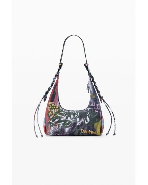 Desigual Blue Printed Arty Bag, Polyurethane