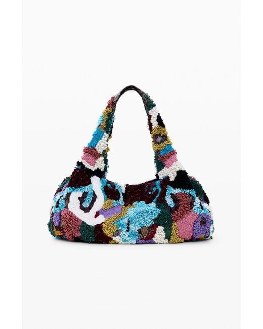 Desigual Blue Large Embroidered Bag