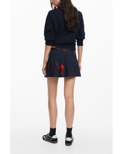 Desigual Blue Pleated Miniskirt By M. Christian Lacroi, Cotton