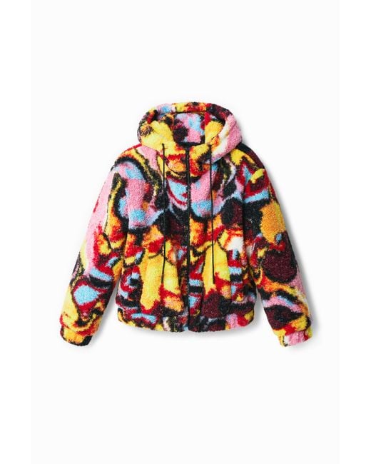 Chaqueta Borreguillo Print Digital Desigual de color Red