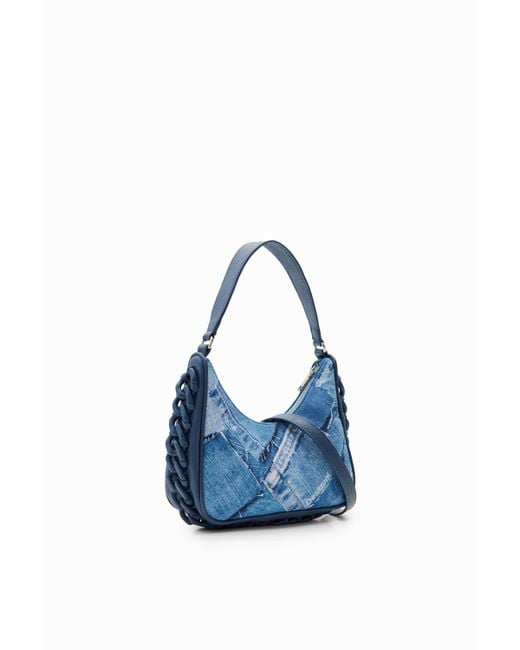 Desigual Blue Small Denim Patchwork Bag
