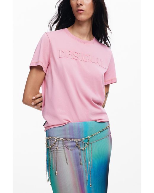 Desigual Blue Tulle Skirt With Gradient Effect, Polyester