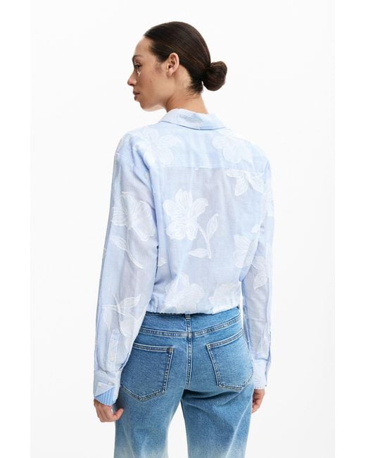 Desigual Blue Short Printed Shirt, Cotton