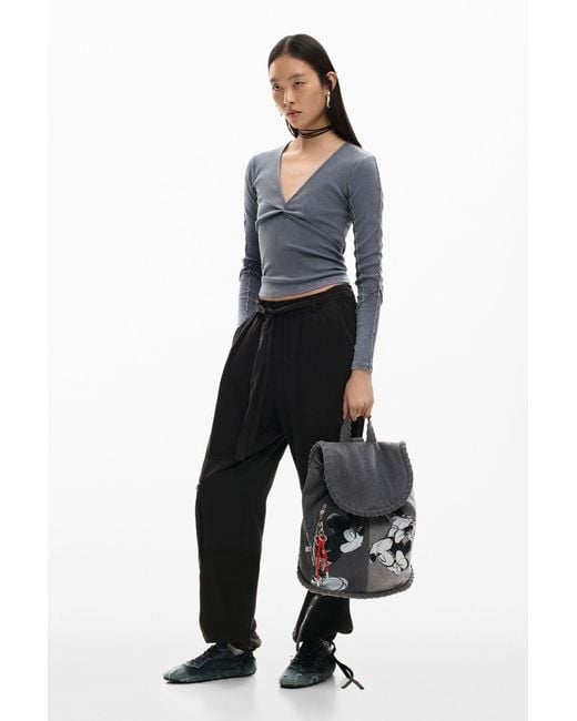 Desigual Blue Medium Denim Backpack Mickey Mouse