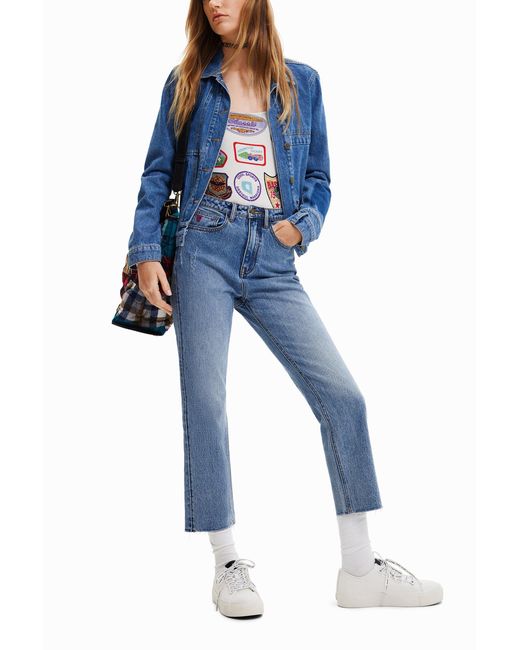 Desigual White Body With College Patch Print, Viscose