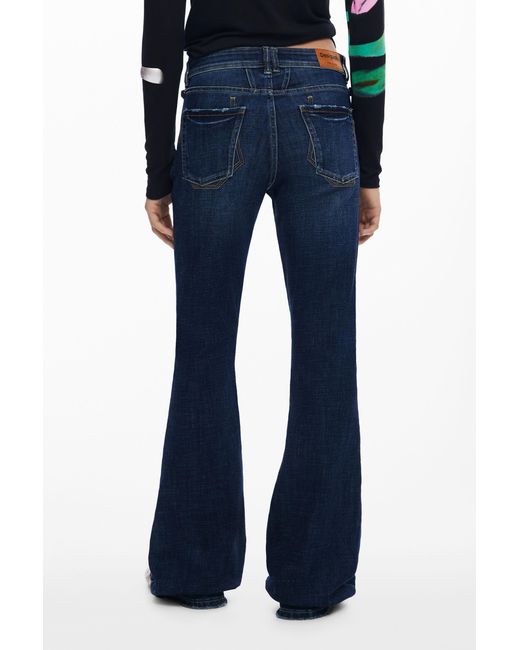Desigual Blue Washed Flared Jeans