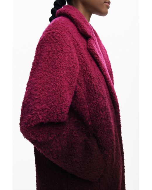 Desigual Red Gradient Boucle Coat