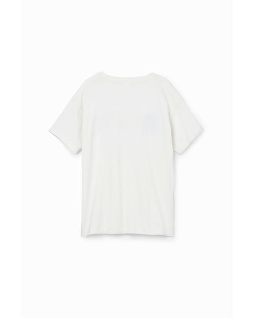 Desigual White Smiley Originals Patch T-Shirt for men