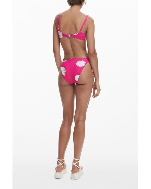 Desigual Pink Fuchsia Shell Bikini Top