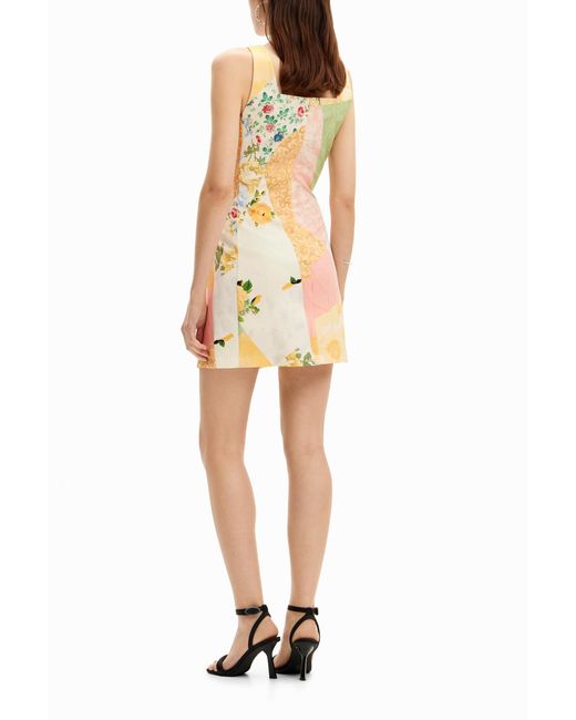 Desigual Metallic Short Floral Dress, Polyester