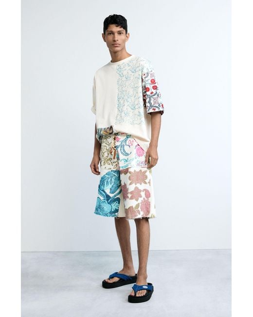 Camiseta Patchwork, Hombre, Algodon, Blanco Desigual de hombre de color White