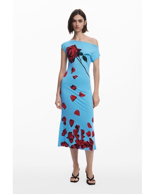 Desigual Tyler Mcgillivary Petal Bardot Dress in Blue | Lyst