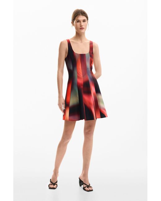 Desigual Red Short Dress Panels