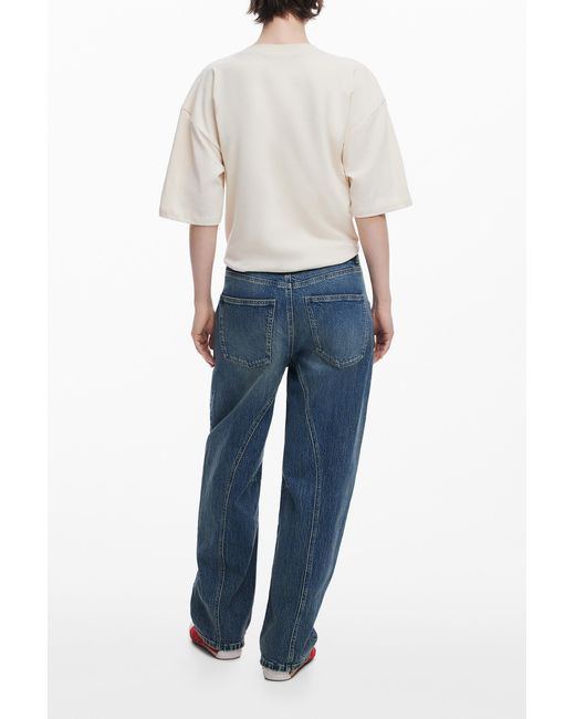 Desigual Blue Puff-Sleeve Fruit T-Shirt, Cotton