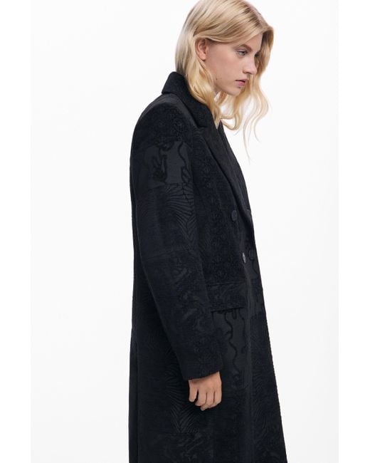 Desigual Blue Textured Coat