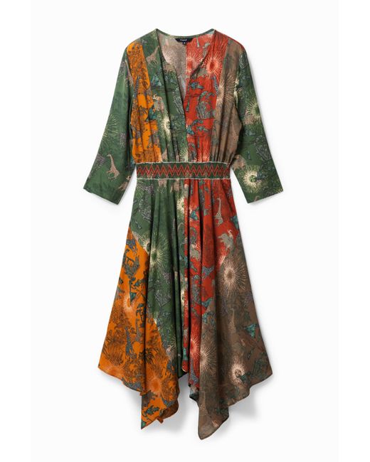 Robe Ethnique Asymétrique Desigual en coloris Green