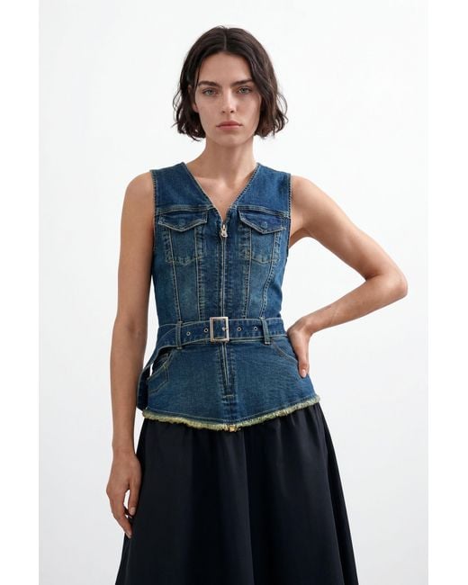 Desigual Blue Sleeveless Denim Dress, Cotton