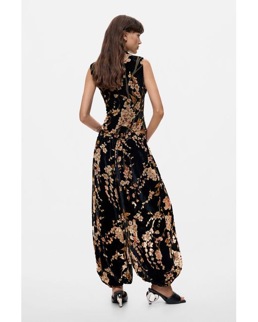 Desigual Black Long Printed Trousers