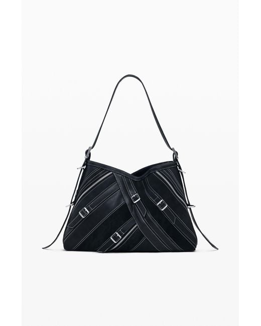 Desigual Black Medium Faux Leather Bag With Buckles, Polyurethane