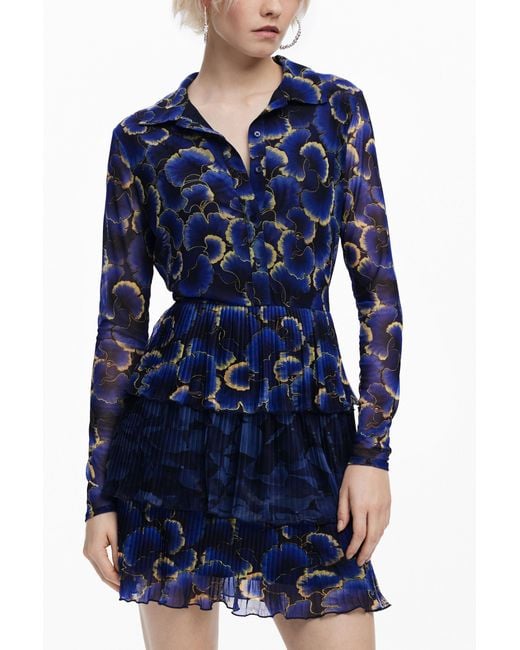 Desigual Blue Dress Designed By Mr. Christian Lacroix, Polyester