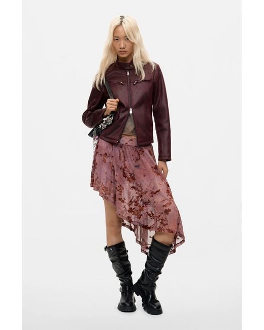 Desigual Red Jacket Leather Effect, Polyester