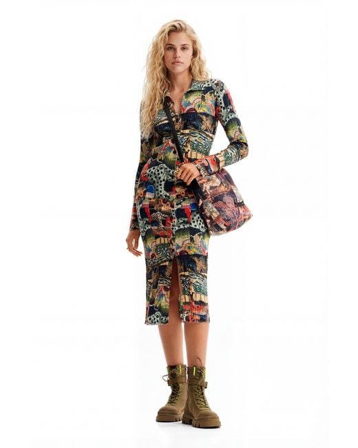 Desigual Brown M. Christian Lacroix Tapestry Midi Dress