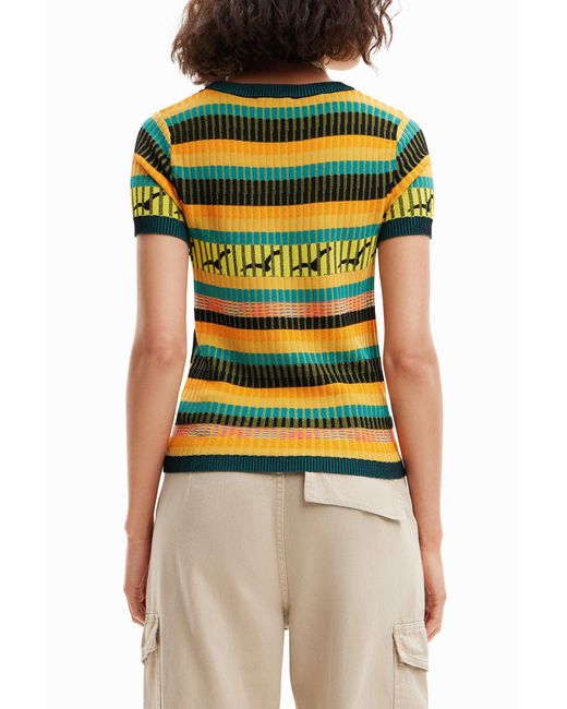 Desigual Green Knit Landscape T-Shirt