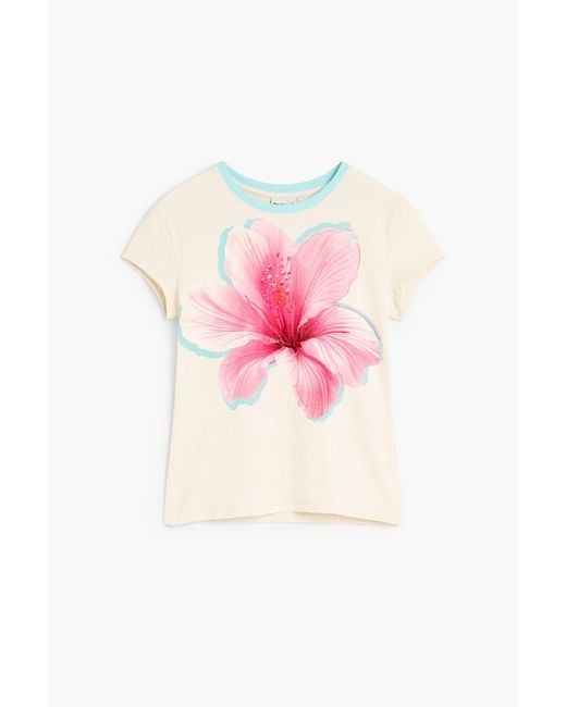 Desigual Pink Floral Printed T-Shirt, Cotton