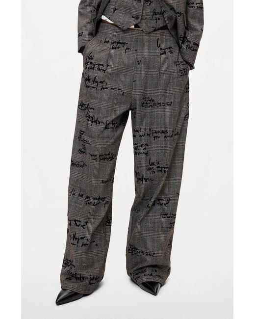 Desigual Black Long Checked Trousers