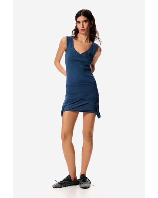 Desigual Blue Fitted Dress Masha Popova, Cotton